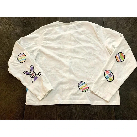 Vintage Michael Simon New York Easter Bunny Eggs Cardigan White Sweater Large L - Picture 12 of 13